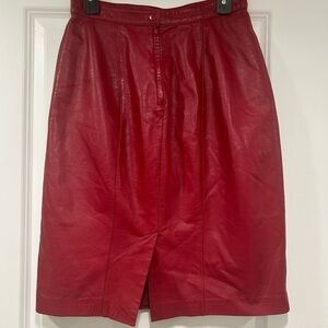 Vintage 80’s Lord & Taylor Taylor Red Leather Pencil Skirt